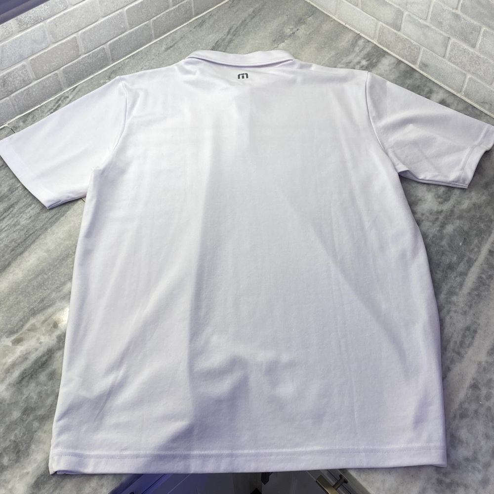 Travis Mathew White Polo with Stripe Accents - Picture 7 of 8